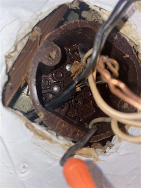 how to remove ceiling metal electrical box|removing old ceiling light box.